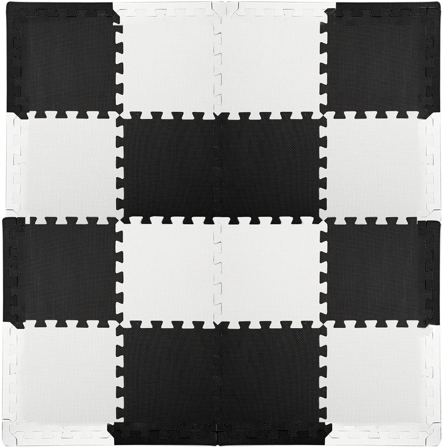 DEAYOU 16 Tiles Foam Mat, EVA Foam Mat, Soft Exercise Mats for Fitness, Play, Gym, 12" x 12", Black and White