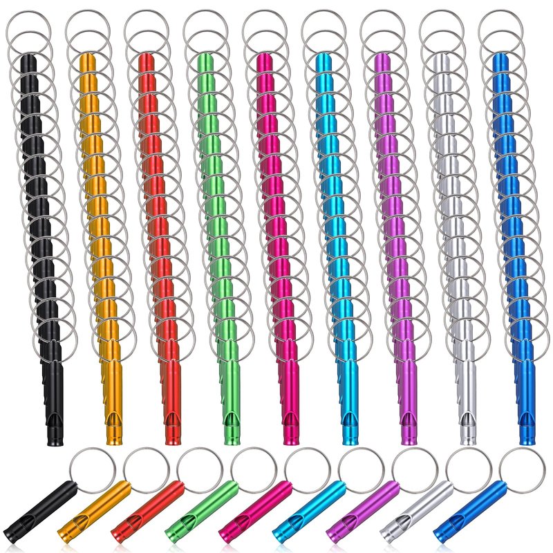 120 Pieces Aluminum Emergency Whistle, Kids Safety Whistle With Keychain, Whistles For Adults Emergency, 6 Colors Hiking Whistle Survival Whistle, For Camping, Hiking, Boating, Hunting, Fishing