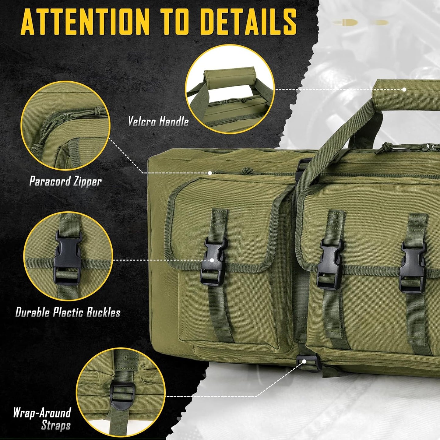 Double Rifle Case - Soft Gun Bag for Rifles & Pistols | Tactical Storage Backpack for Hunters & Shooters - 32/36/42/48/52 Inch