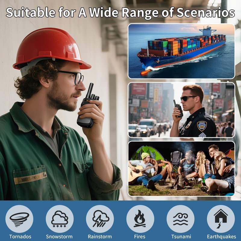 Maycall MC-558 2 Pack Walkie Talkies Two Way Radios for Adults with Earpieces 1200mAh One Click Frequency Matching Automatic Scanning HD Sound Quality for Cruise Hiking Hunting Skiing