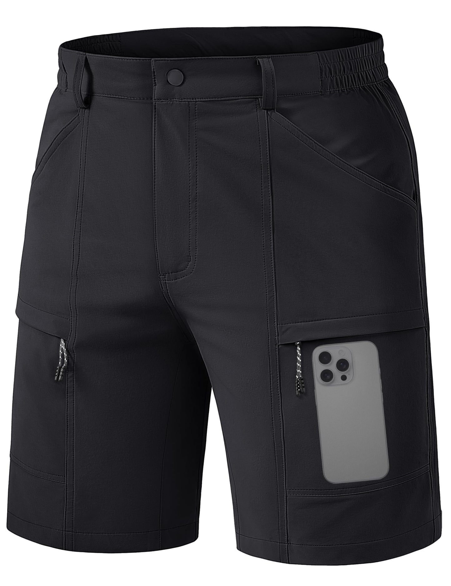TACVASEN Men's Hiking Cargo Shorts Quick Dry Lightweight Shorts with Zipper Pockets for Casual Golf Travel Work Black 32