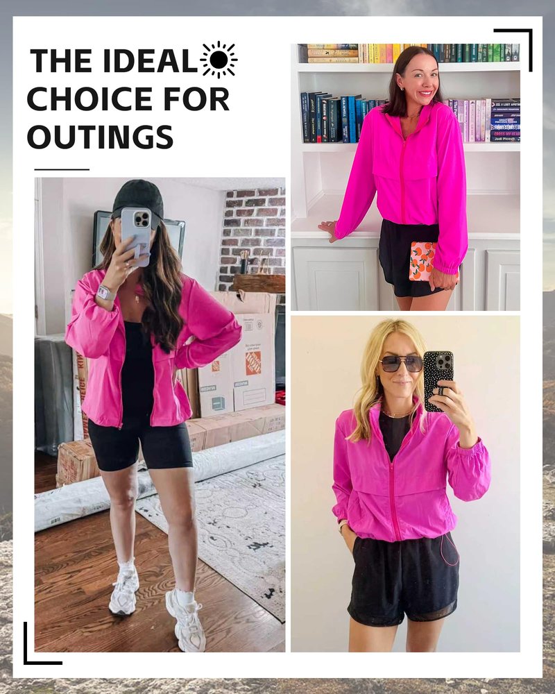 Gacaky Women's Lightweight Athletic Jacket Sun Protection Full Zip Long Sleeve Shirts Workout Track Jackets with Pocket Hiking Outdoor Rose S
