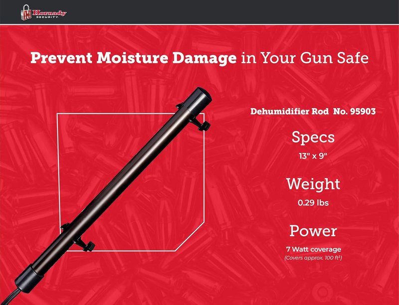 Hornady Electronic Gun Safe Dehumidifier Rod - 12" Black | Prevents Moisture Damage