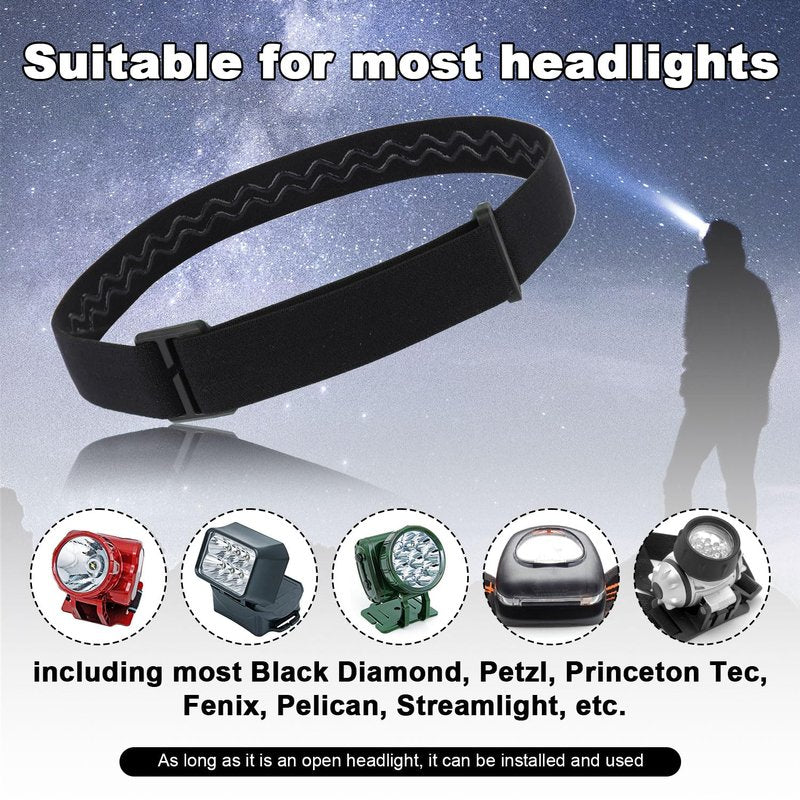 4pcs Elastic Headlamp Strap, Headlamp Band Replacement Head Lamp Comfort Belt Headlamp Headband Holder Headlamp Accessories Compatible with Black Diamond, Petzl, Princeton Tec, Fenix, Streamlight