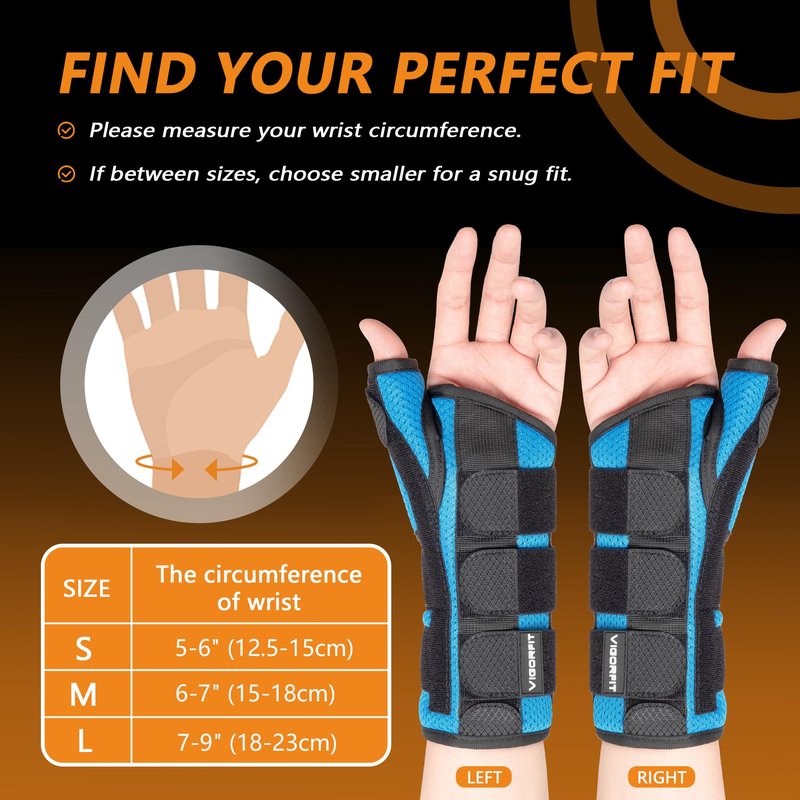 Thumb Spica Splint Brace - Left/Right Hand Wrist Support for Carpal Tunnel, De Quervain's, Arthritis Pain Relief & Sprains - Adjustable Stabilizer with Aluminum Splint for Women Men, Right, M