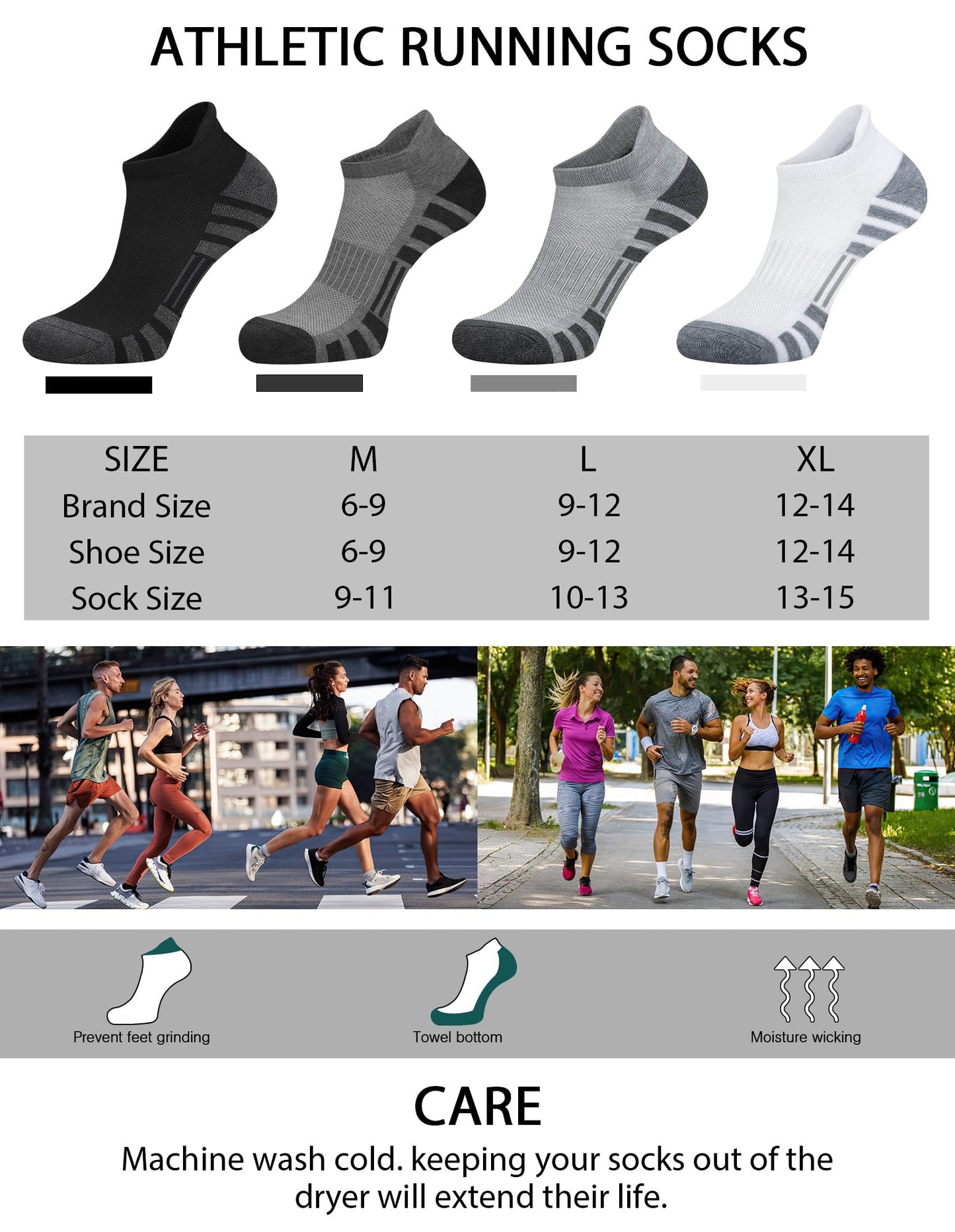Airacker Ankle Athletic Running Socks Cushioned Breathable Low Cut Sports Tab Socks for Men and Women (6 Pairs)