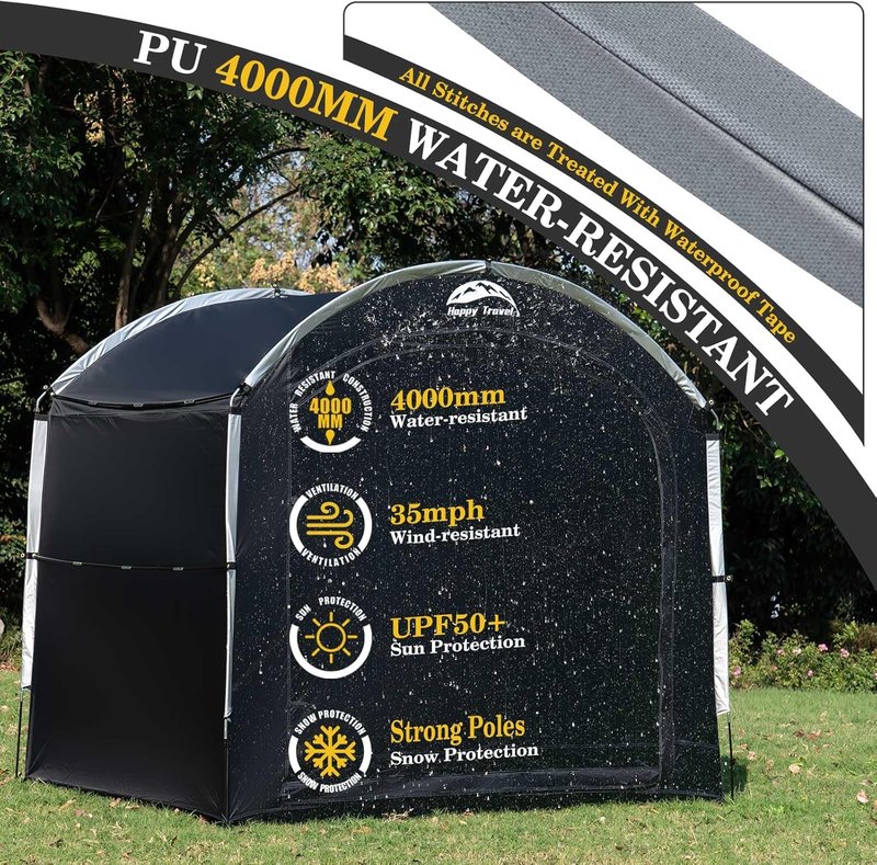 Portable Bicycle Storage Shed Tent - Waterproof 210D Oxford Fabric | Holds 2-8 Bikes, Ideal for Garden Tools & More