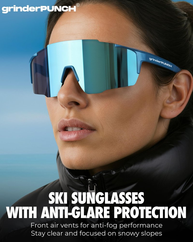 grinderPUNCH Sports Sunglasses Cycling Glasses UV Protection for Driving Running Hiking Fishing (Blue)