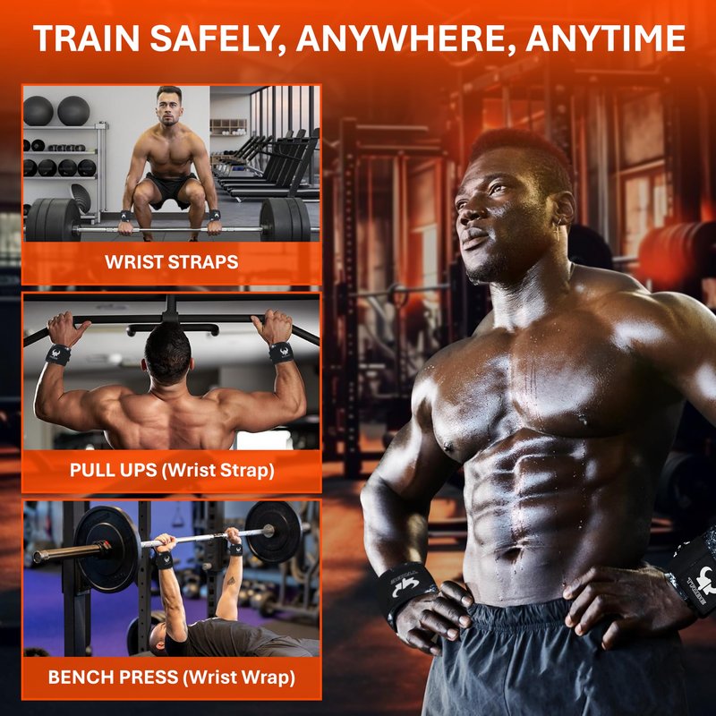 Heavy-Duty 2-in-1 18" Wrist Wraps & Lifting Straps for Weightlifting – WRIST WRAPS + WRIST STRAPS IN ONE - Non-Slip Silicone Grip, Adjustable Wrist Support, Heavy Duty Deadlift Straps – Gym Accessories for Strength Training, Powerlifting, Bodybuilding