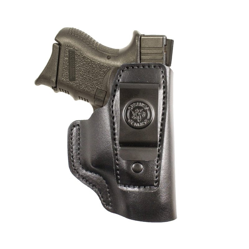 Desantis Insider Gun Holster, Heavy-Duty Spring Steel Clip, Unmolded Leather Holster, Fits Glock 26, 26 GEN 5, 27, 27 GEN 5, Taurus PT111 Millennium G2, Unisex Glock Holster, Right Hand Draw, Black