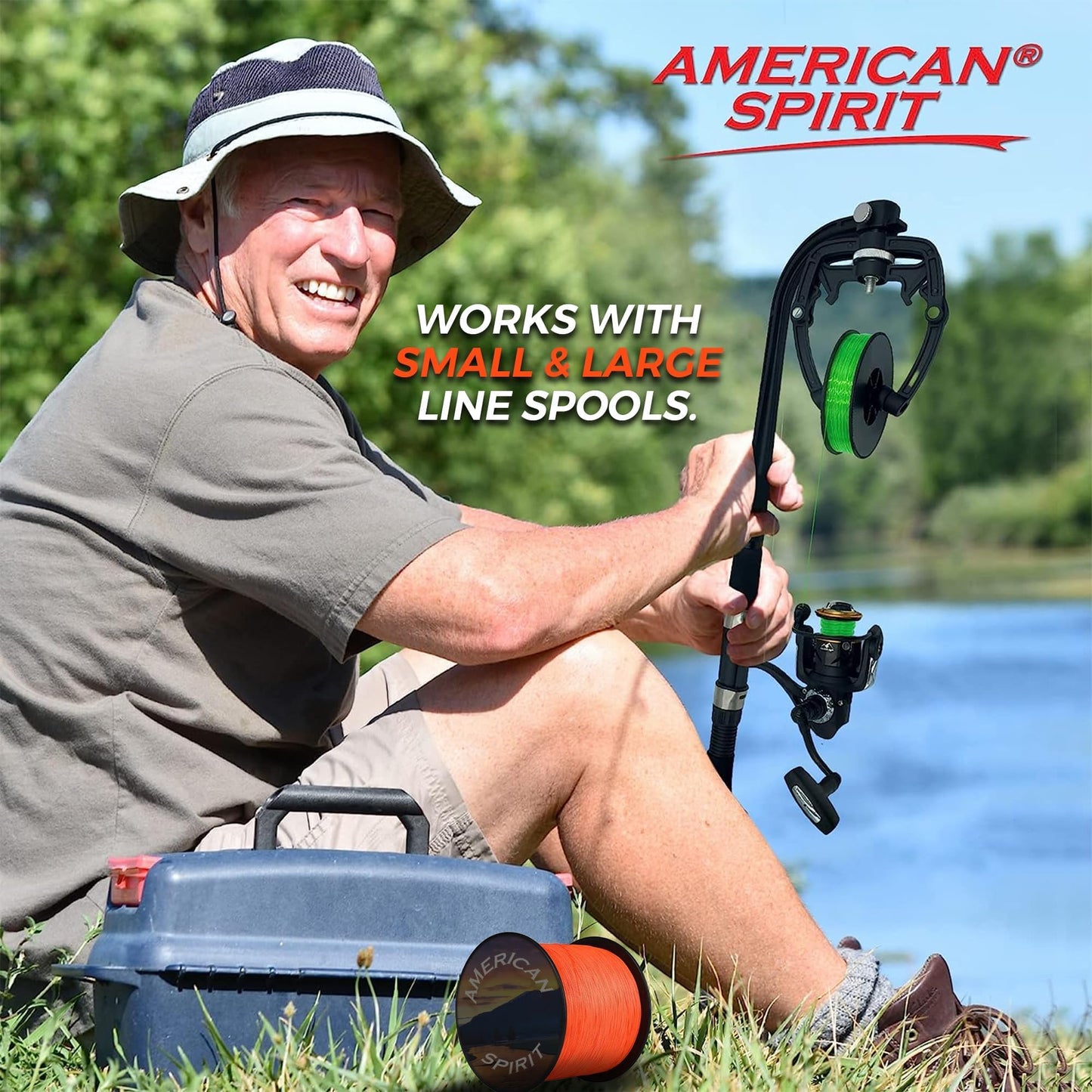 American Spirit Fishing Line Spooler, No Line Twist, Portable Line Winding System, Zero Twist Line Spooler for Reels or Casting Reel, Ultimate Fishing Line Winder Spooler Eliminates Line Twisting