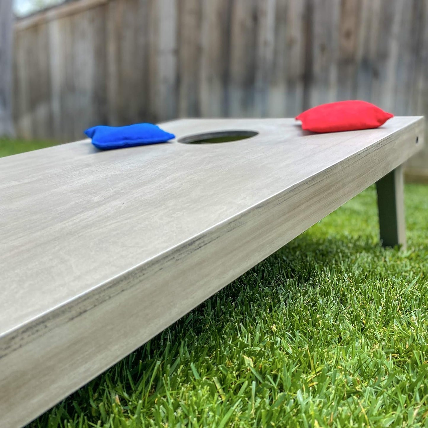 GoSports Wooden Cornhole Boards Set - 4 ft x 2 ft Regulation Size with Light Gray Finish | Includes Carrying Case