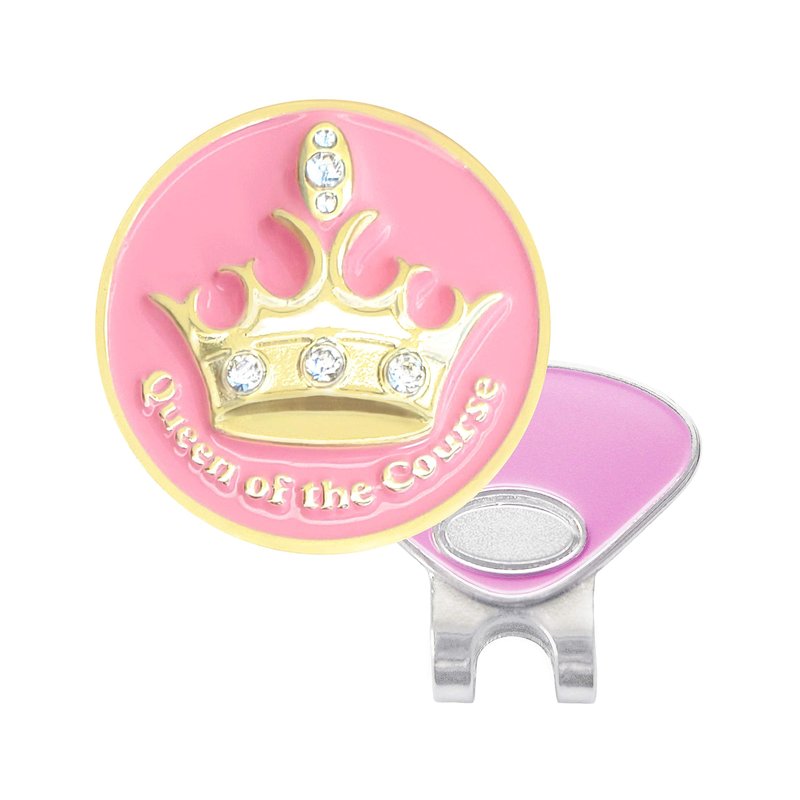 NAVIKA Queen of the Course Pink Crown Golf Ball Marker with Austrian Crystals | Hat Clip Included | Royal Themed Golfing Accessory | Luxury Tournament Gift for Women Golfers