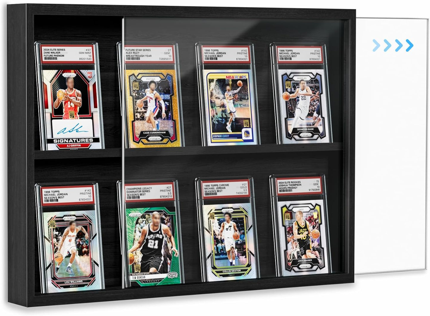 Trading Card Display Case - Wall-Mounted Wooden Frame for Sports Cards | Clear View, Black (1 Pack)
