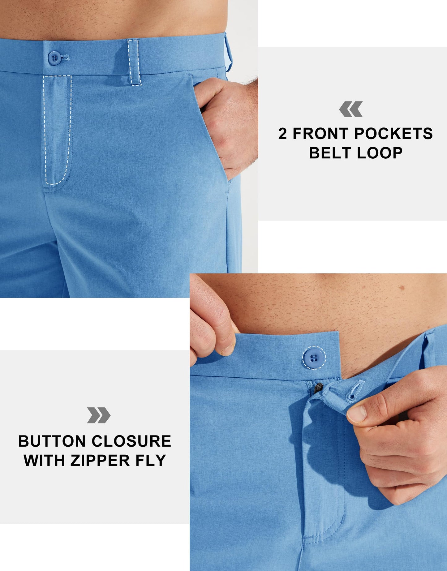 Libin Mens Golf Pants Stretch Work Dress Pants 30" Quick Dry Lightweight Business Casual Pant for Men Comfy Water Resistant with Pockets, 34W x 30L Brilliant Blue