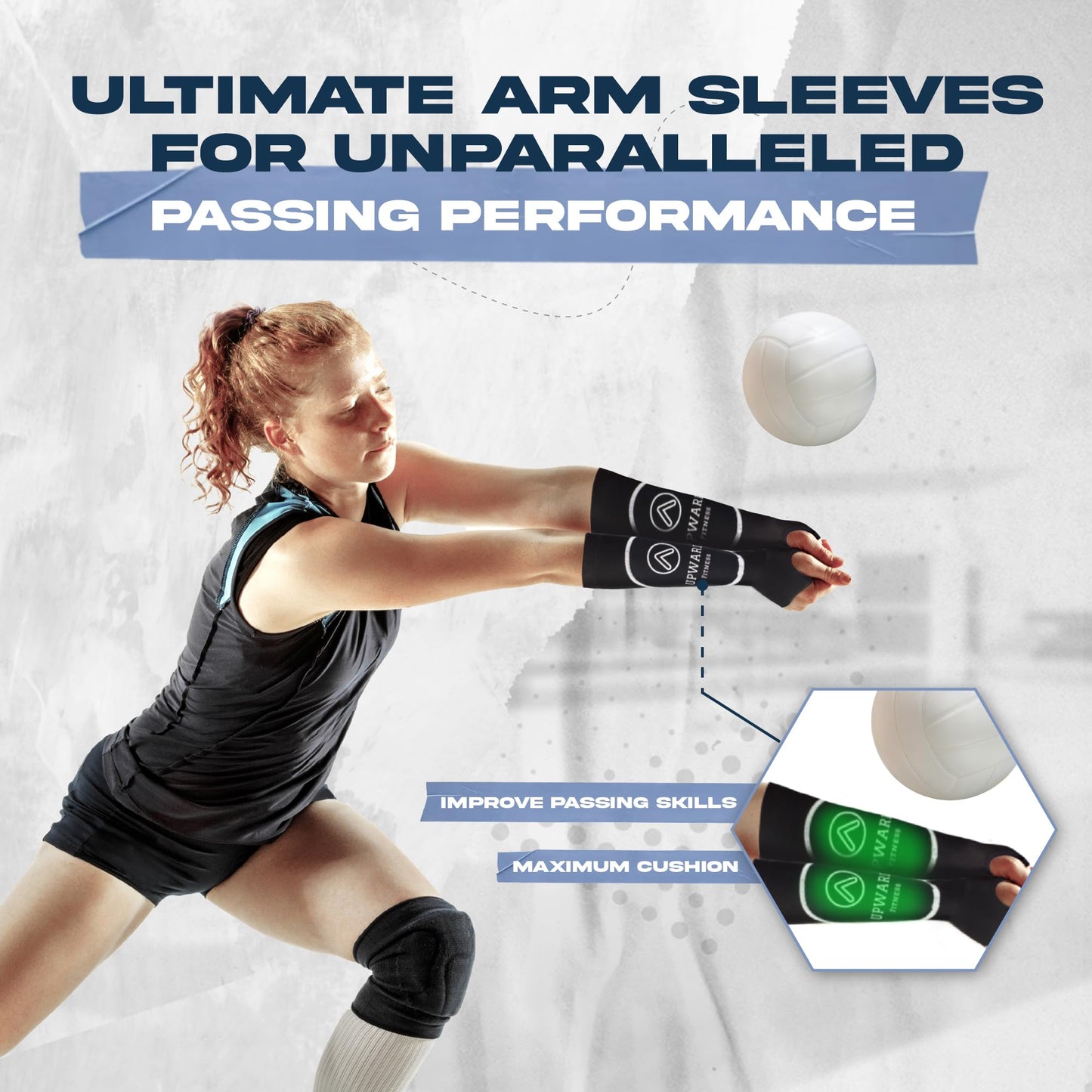 Upward Fitness-Volleyball Padded Passing Sleeves, Arm and Wrist Protection With Thumbhole, for Girls and Boys (M/L Black)