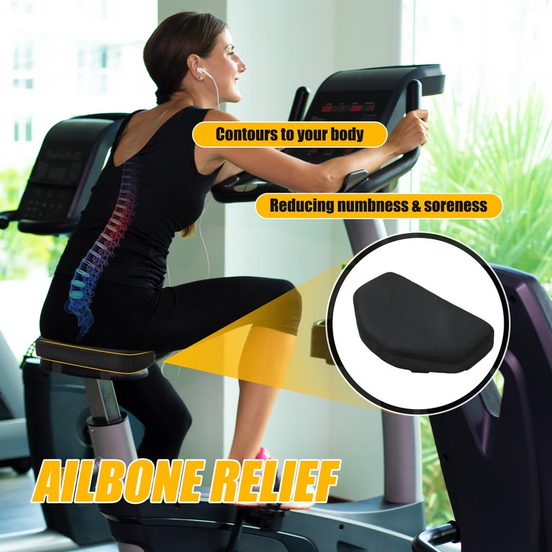 MABOZOO Exercise Bike Seat Cushion, Comfort Recumbent Bike Seat Cushion Stationary Pad with Washable Cover, Foam Rower Mat Pad for Rowing Machine, Bicycle
