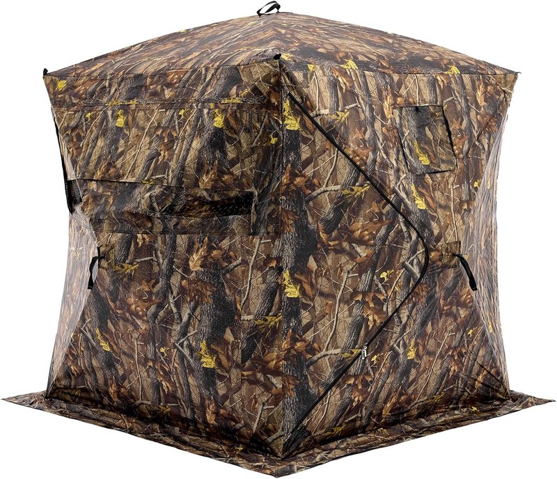 OLIXIS 270° See-Through Hunting Blind - 2-3 Person Pop-Up Camouflage Tent | Portable with Carrying Bag