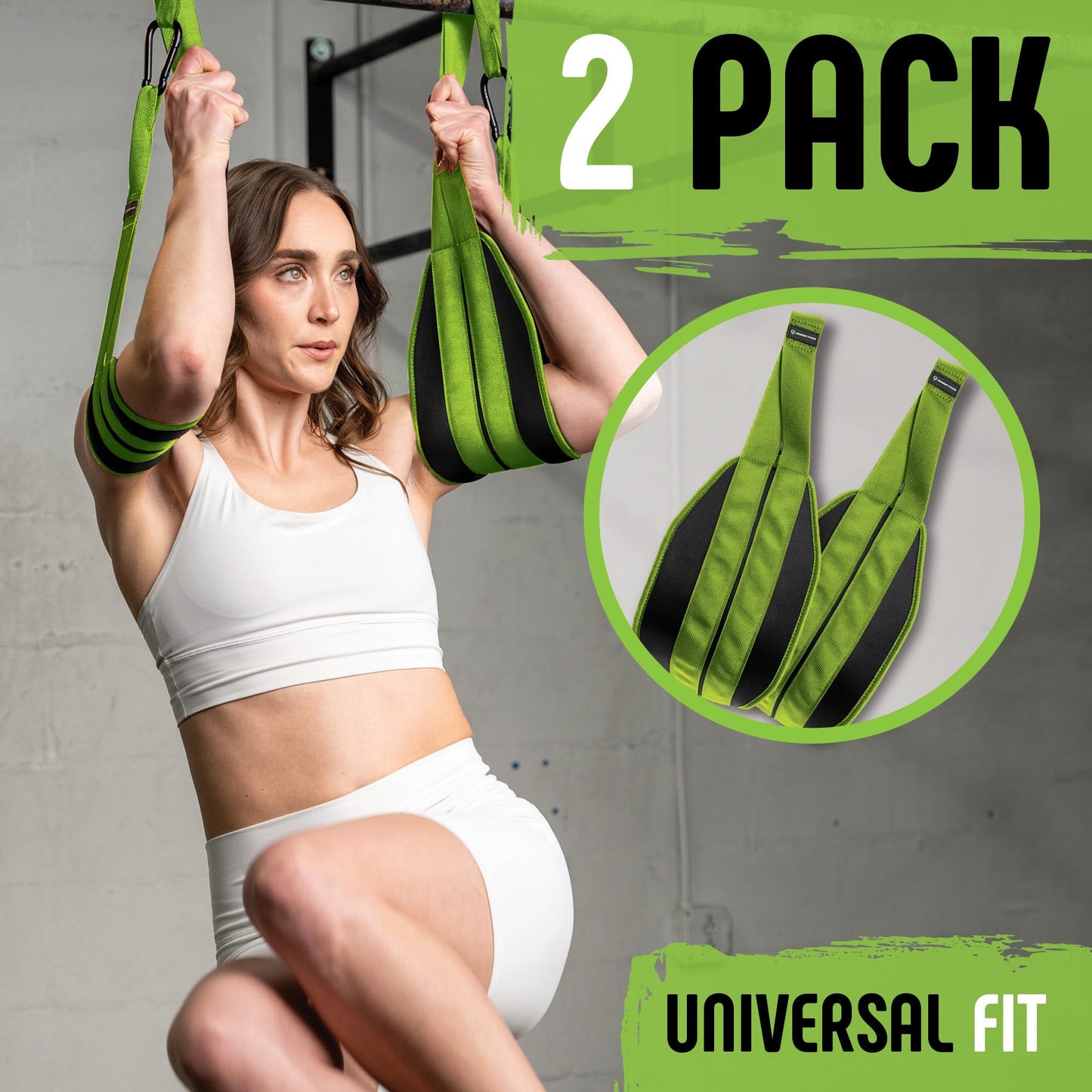 Gradient Fitness Hanging Ab Straps (2 pack), Pull Up Straps, Ab Destroyer, Ab Straps for Pull Up Bar, Ab Sling Straps, Workout Straps (Green)