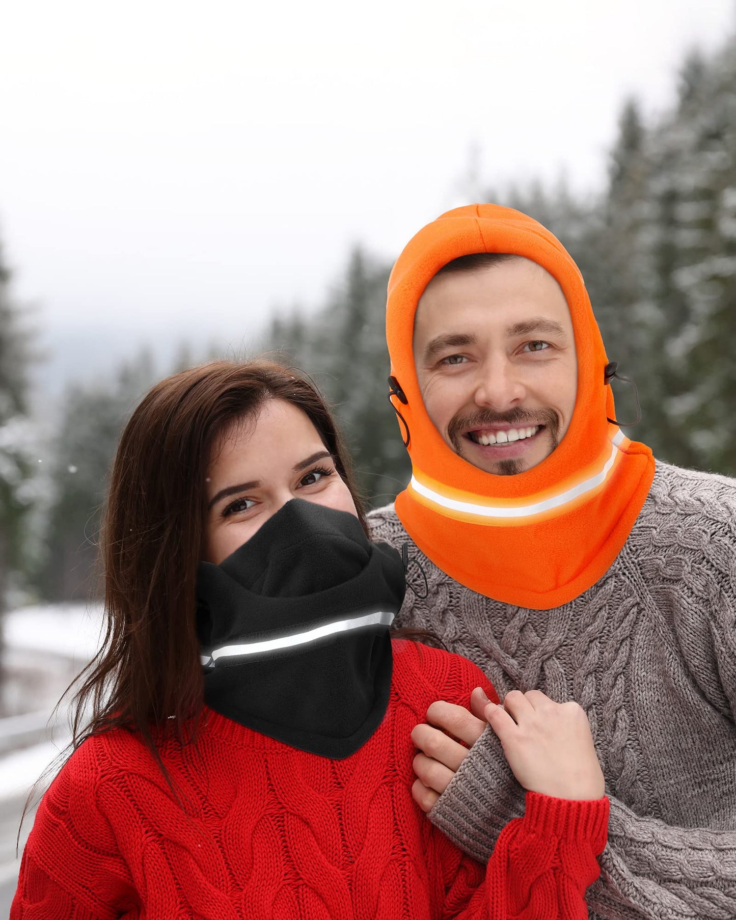 4 Pieces High Visibility Reflective Balaclava Mask Fleece Balaclava Mask Winter Thermal Fleece Balaclava Adjustable Full Face Mask Neck Cover Warm Ski Mask