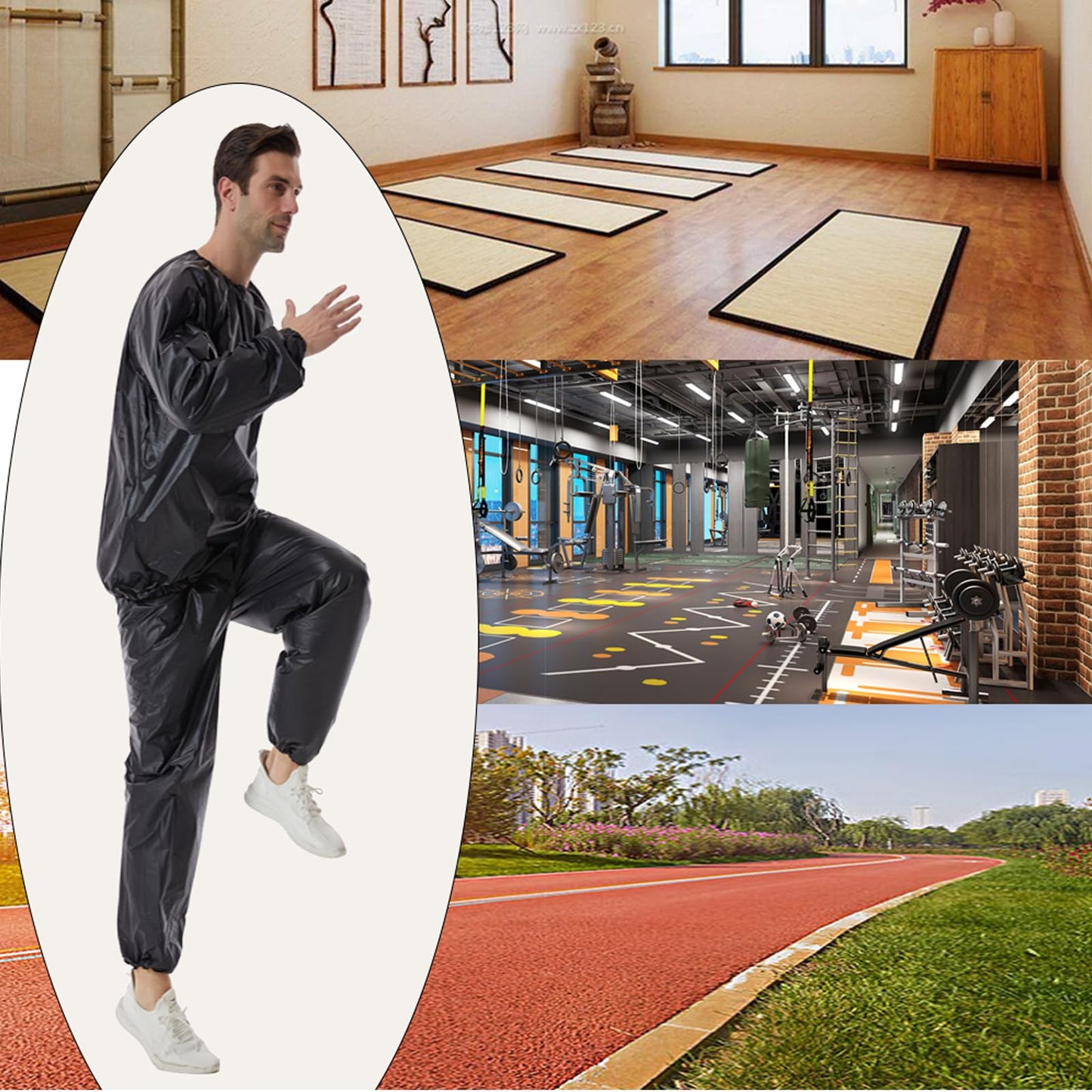 DawnBreak Sauna Sweat Suit for Women/Men Exercise Weight Loss Gym Fitness Workout Black - 5XL
