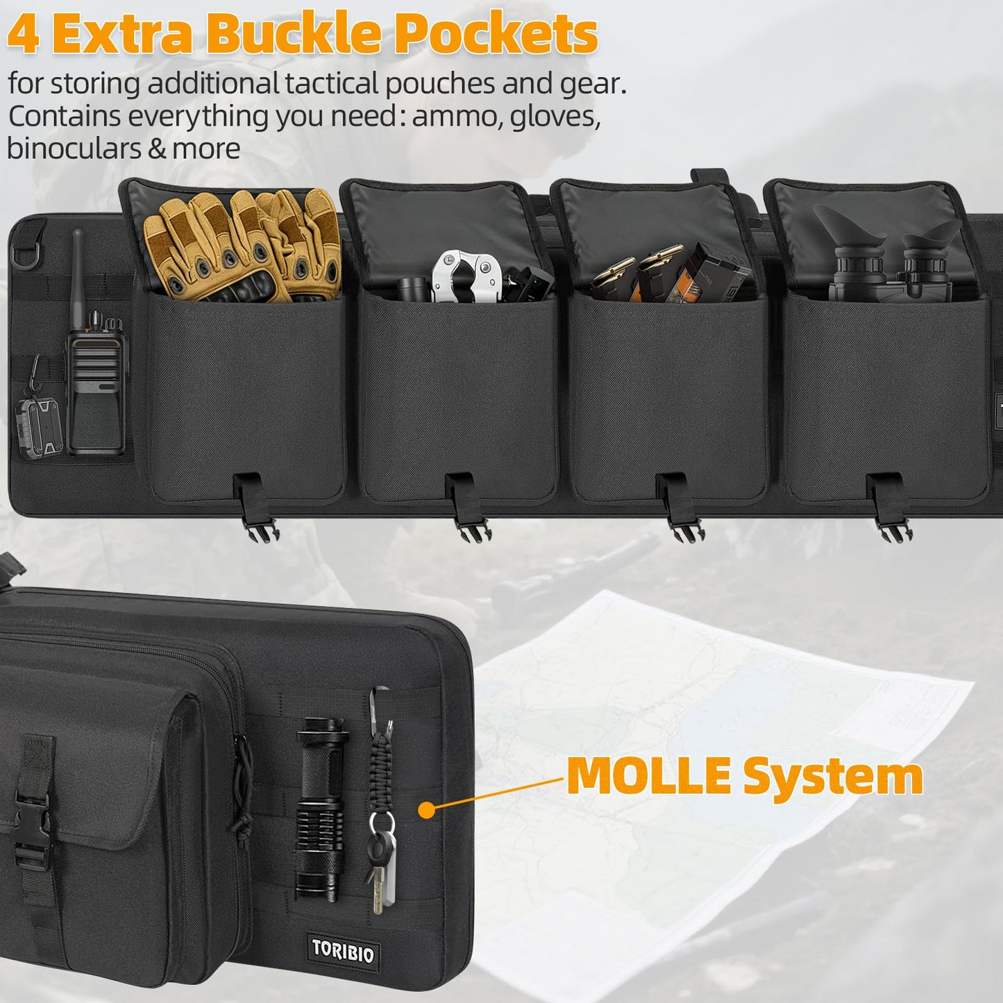 TORIBIO Double Rifle Case Gun Bag 30/34/36/42/46/48/51/55"-46" x 12" Black