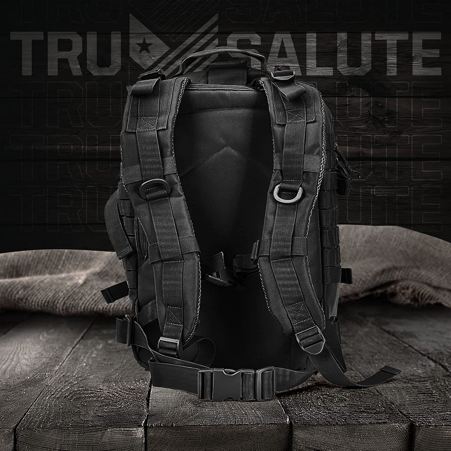 Tru Salute 45L Military Black Tactical Backpack Large Army 3 Day Assault Pack Molle Bugout Bag Rucksack Backpack Military Black