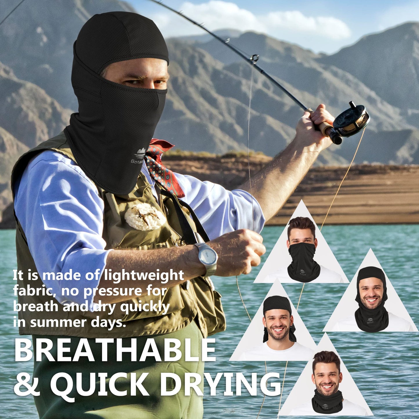 Botack Balaclava Ski Mask, Sun UV Protection Breathable Full Head Face Mask for Men Women Skiing Cycling