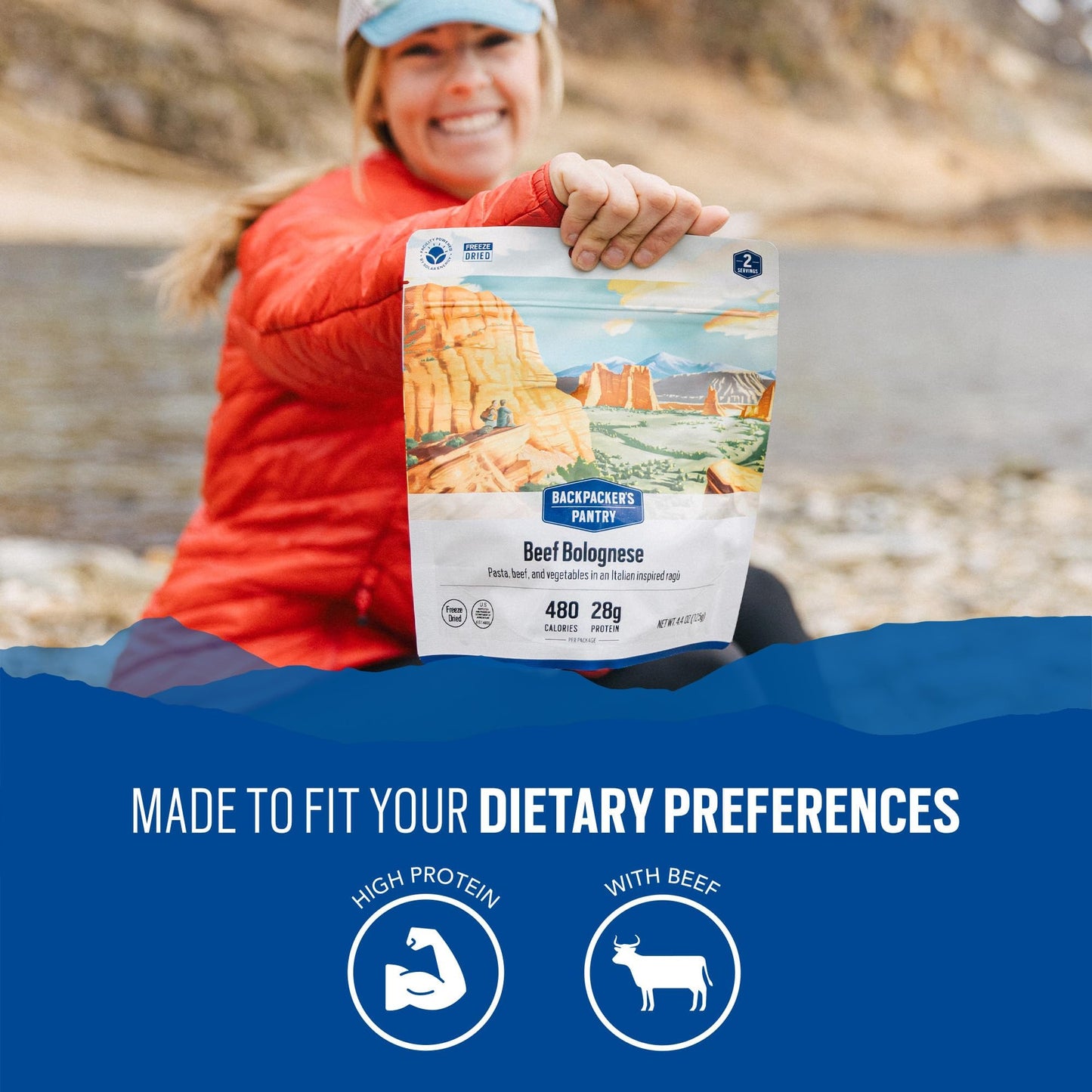 Backpacker's Pantry Beef Bolognese | Freeze Dried Backpacking & Camping Food - Emergency Food - 28g Protein - 1 Count
