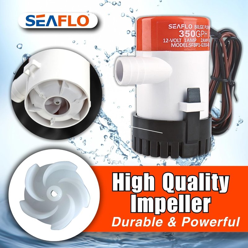 SEAFLO 01 Series 350 GPH Bilge Pump - 12V Marine Submersible with Anti-Airlock Protection | 4-Year Warranty