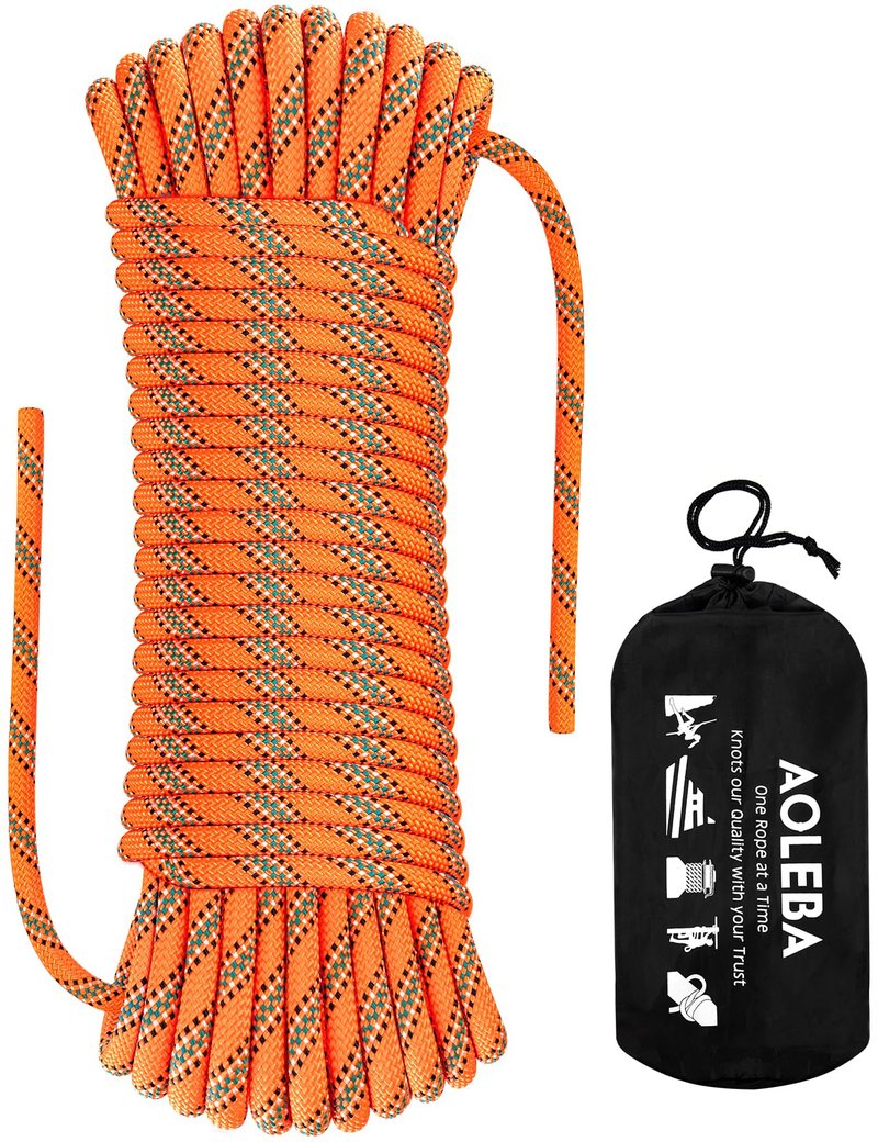 AOLEBA 8.5mm Static Climbing Rope, Outdoor Rock Climbing Ropes, Heavy Duty Rappelling Rope for Fire Rescue, Escape, 10M(32Ft) 20M(64Ft) 30M(96Ft) Ice Climbing Equipment & Parachute Accessories