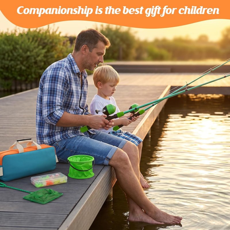 Kids Fishing Rod Reel Combo - 4.92FT/5.9FT Telescopic Fishing Pole with Spincast Reel & Accessories | Ultralight Starter Kit for Boys & Girls
