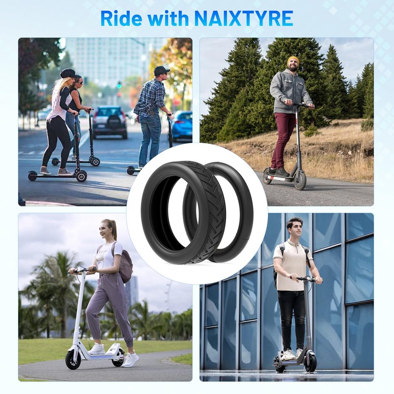 NAIXTYRE 8.5 inch Tires and Inner Tubes,Replacement Wheels for 50/75-6.1 Electric Scooter tires, Suitable for Most Scooters Gotrax Gxl V2/Xiaomi M365,8.5x2 Electric Scooter Tire,(2 Set)