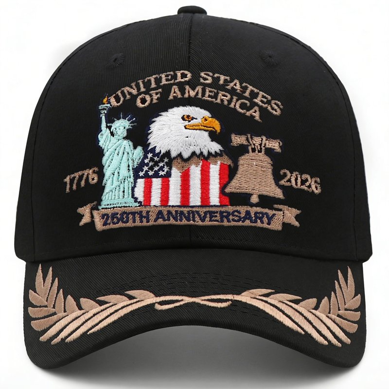KKilicy 250 Anniversary USA Hat 250 Anniversary USA Merchandise Adjustable Embroidered Patriotic Hat Baseball Caps Black