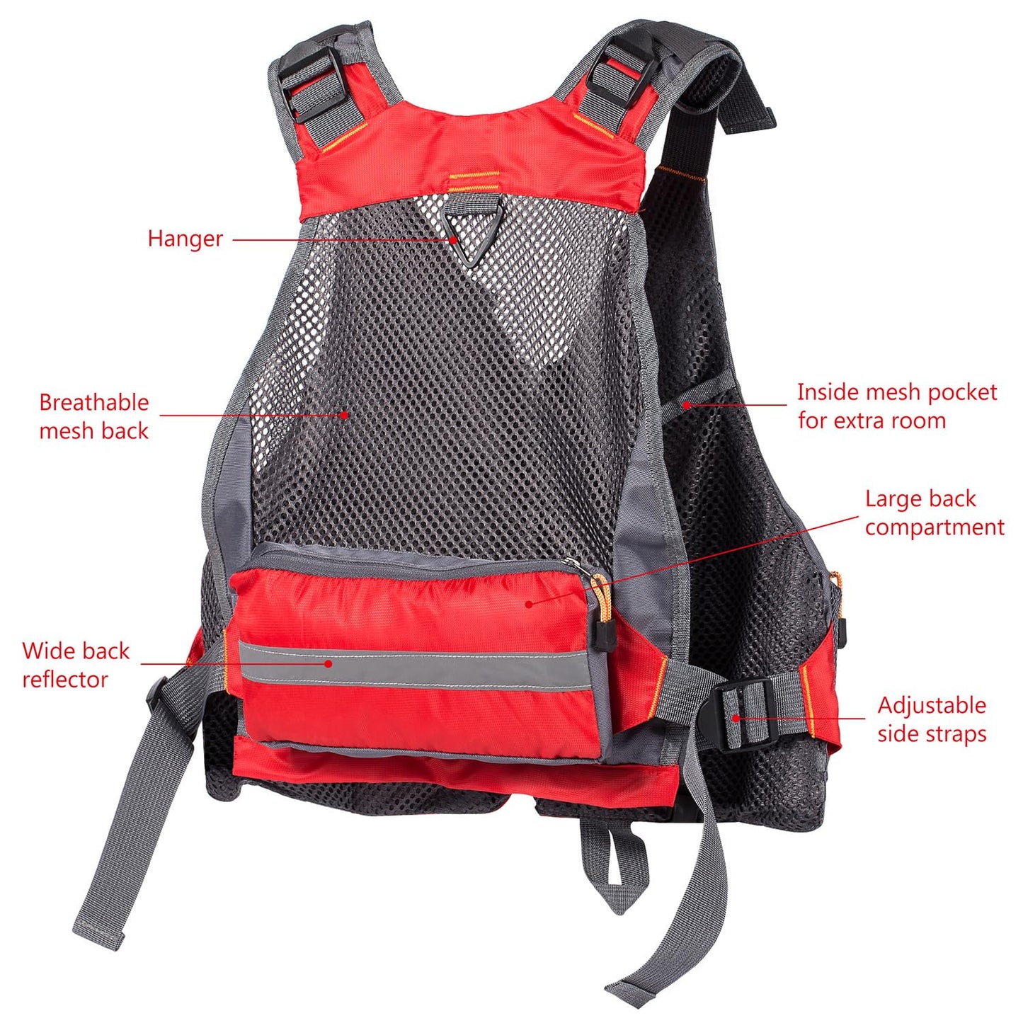 BASSDASH Strap Fishing Vest Adjustable for Men and Women, for Fly Bass Fishing and Outdoor Activities