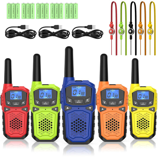 Walkie Talkies for Adults- WokTok Long Range Two Way Radio for Camping Hiking Hand Held Hiking Accessories Camping Gear Xmas Birthday Gift for Kids,SOS Siren,NOAA Weather Alert,5 Radios