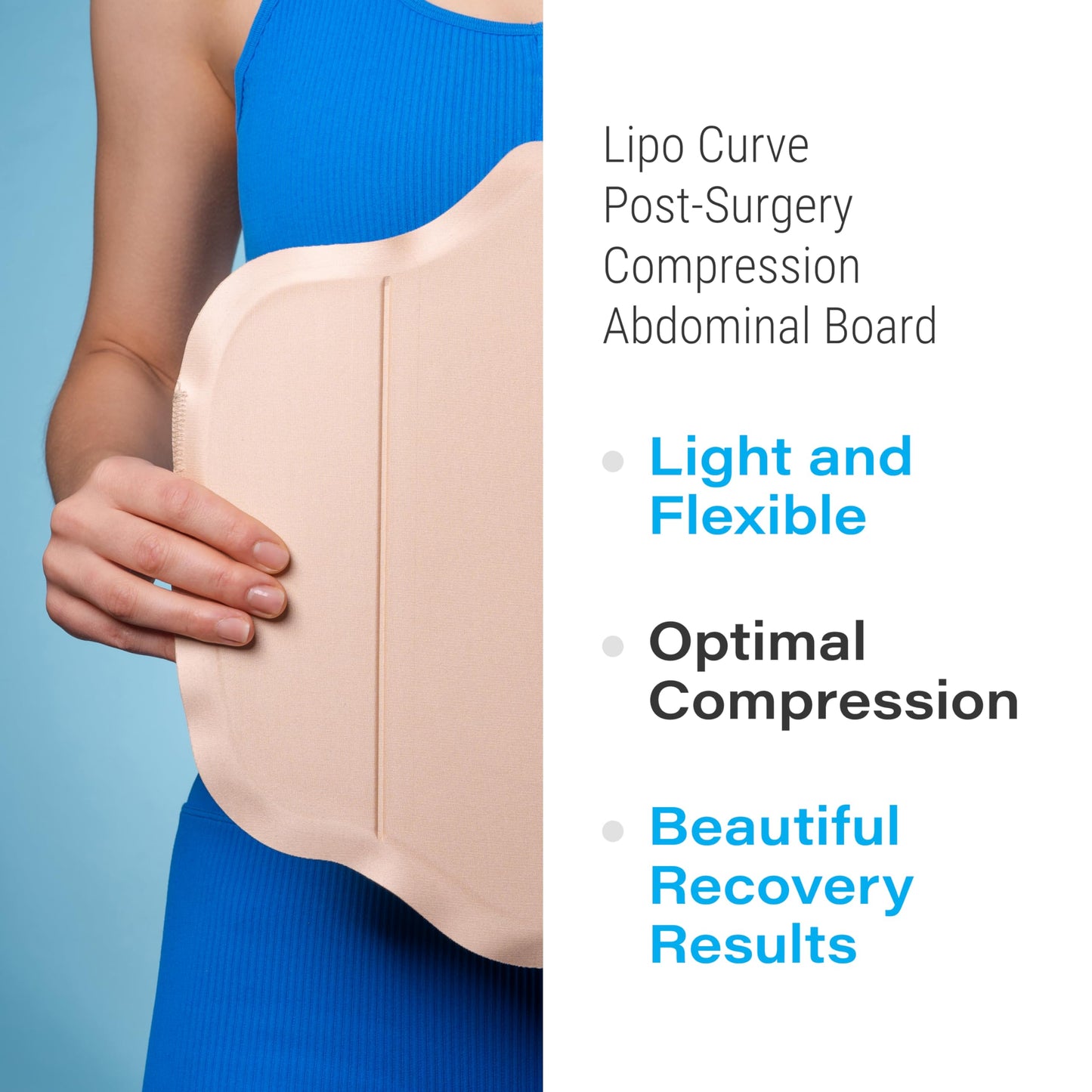 Bruizex Lipo Curve Post Surgery Compression Abdominal Board, Ab Board Post Tummy Tuck, BBL, & Liposuction, Compatible with Faja & Compression Garments, Use with Lipo Foam Pads & Lymphatic Massage Oil