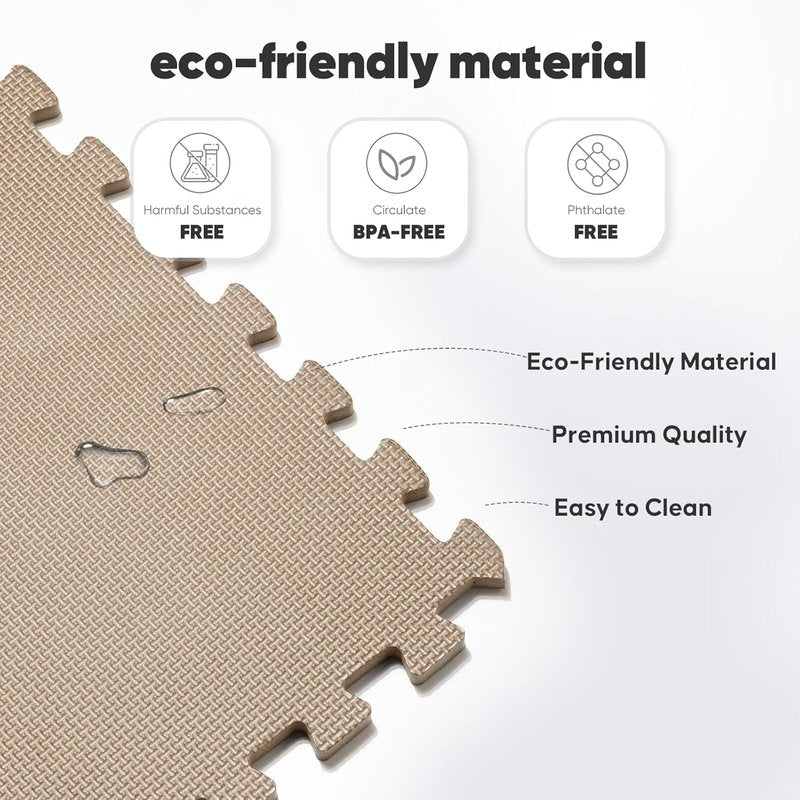 Puzzle Exercise Mat - 32 Pack EVA Interlocking Foam Tiles for Home Gym & Kids' Play Areas | Blue, 24” x 24” x ½”