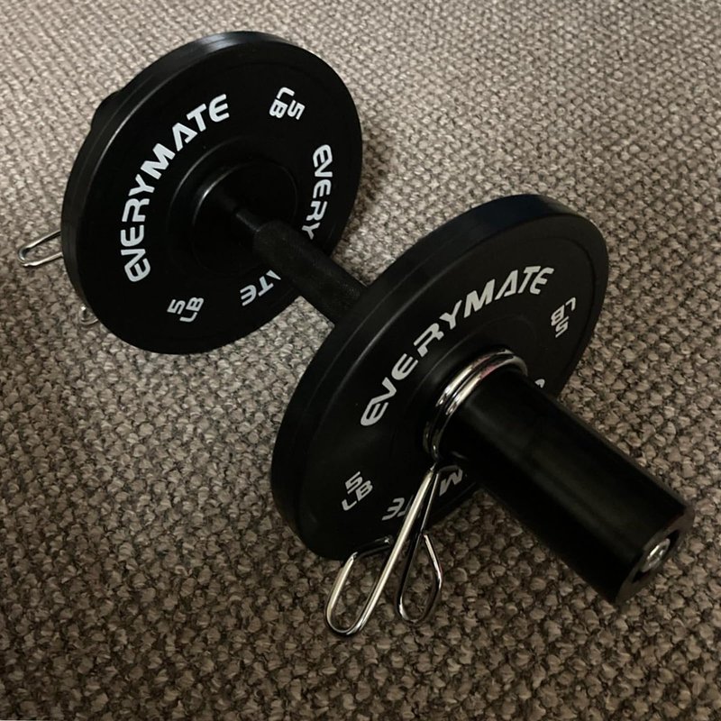 Pair of 16" Olympic Dumbbell Handles – Loadable Dumbbell Bars for 2" Olympic Weight Plates (150LBS Weight Capacity), Ideal for Home Gym Strength Training – Includes 2 Pairs of Spring Collars (Black)