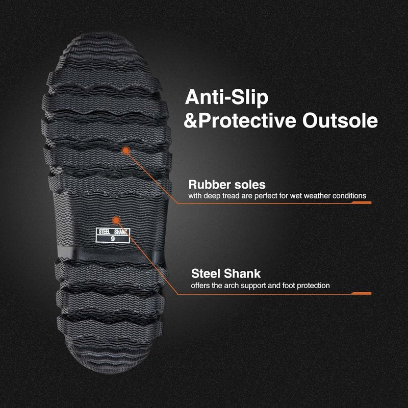 TIDEWE Rubber Boots for Men - Waterproof Multi-Season Hunting Boots | 6mm Neoprene, Steel Shank Design