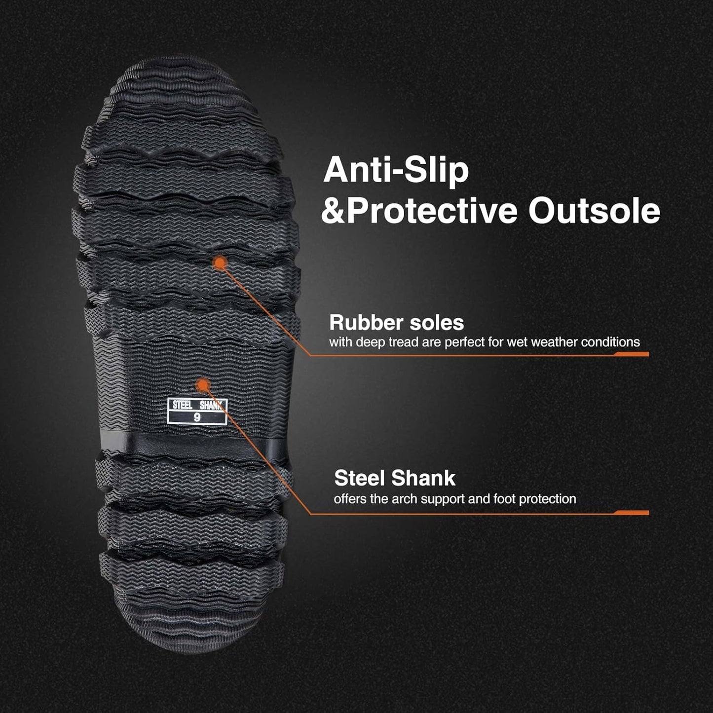 TIDEWE Waterproof Rubber Boots for Men - Multi-Season Outdoor Hunting | 6mm Neoprene, Steel Shank