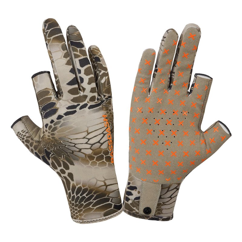 BASSDASH Unisex Fingerless Fleece Liner Camo Hunting Gloves for Cold Weather UPF 50+ Lightweight Fishing Photography HG06