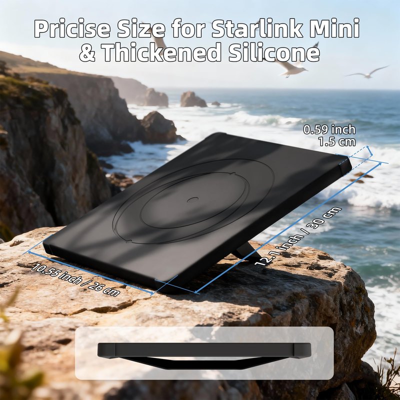 EAZUSE Starlink Mini Cover, Starlink Mini Protective Cover Liquid Silicone Sleeve Accessories for Camping Outdoor Protector from Scratching Hailstone Black