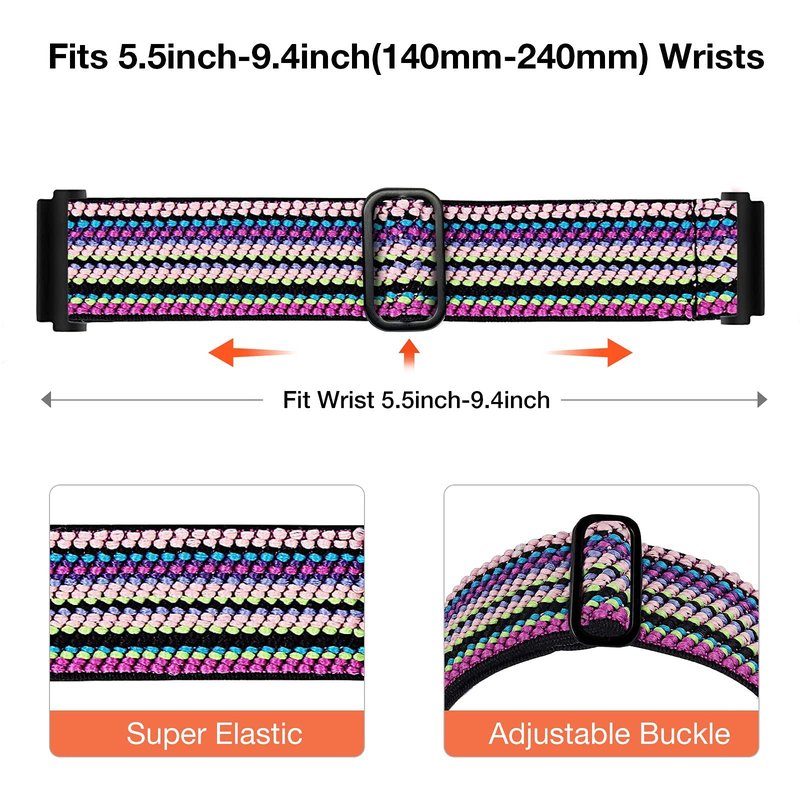 4 Pack Stretchy Watch Bands Compatible with Garmin Venu Bands, 20mm Nylon Straps for Garmin Vivoactive 3,Venu 2 Plus,Vivoactive 3 Music,Forerunner 245/645 /245 Music/645 Music for Women Men