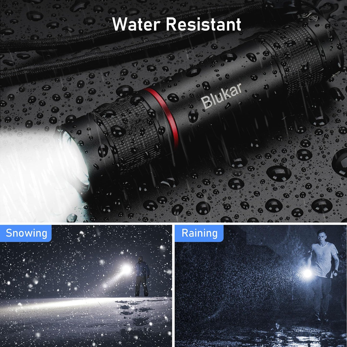 Blukar Rechargeable Flashlight, Super Bright Adjustable Focus Flashlights