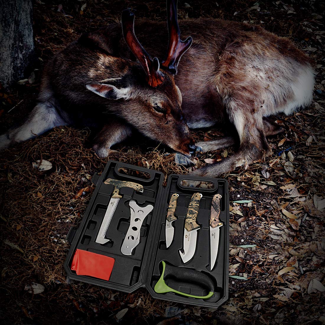 Mossy Oak Field Dressing Kit Hunting Deer Knife Set (8-Piece)