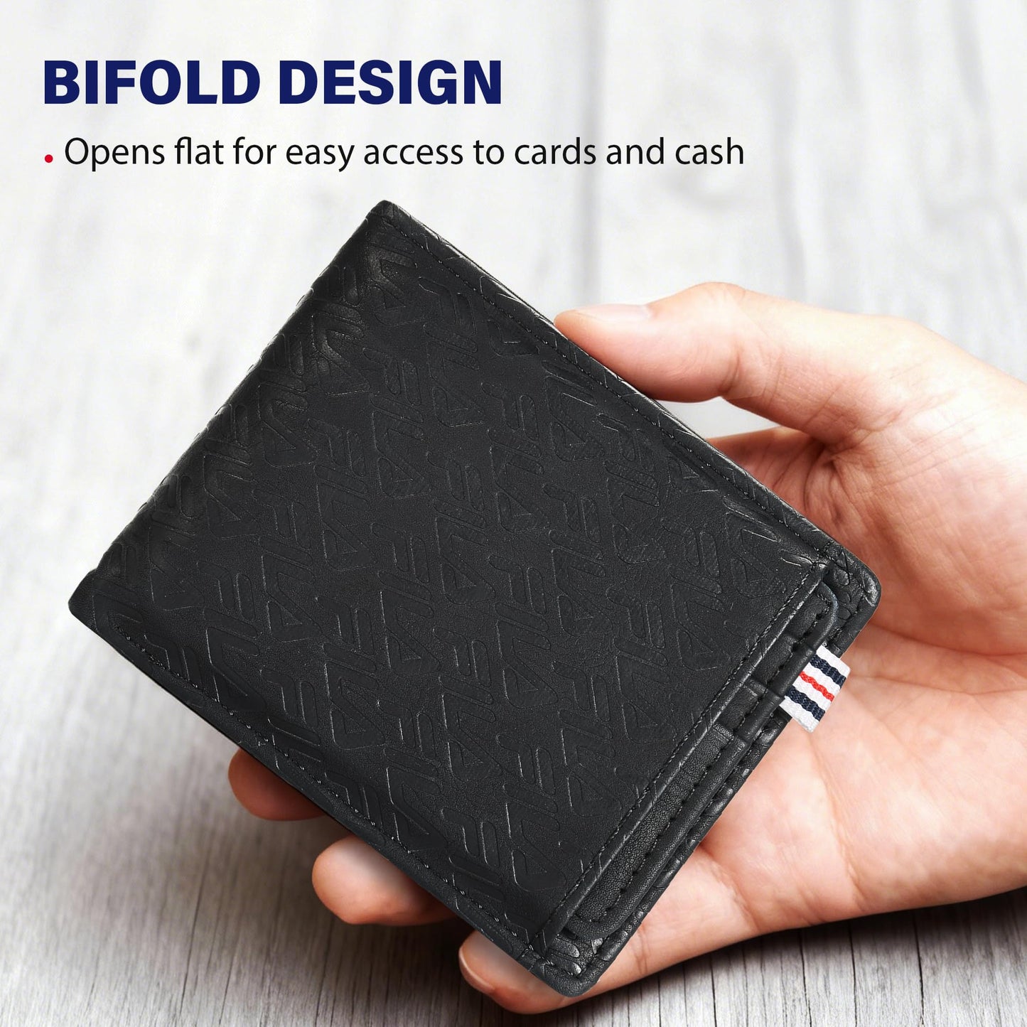 Fila Removable Passcase Wallet, Bifold PU Leather Wallet for Men