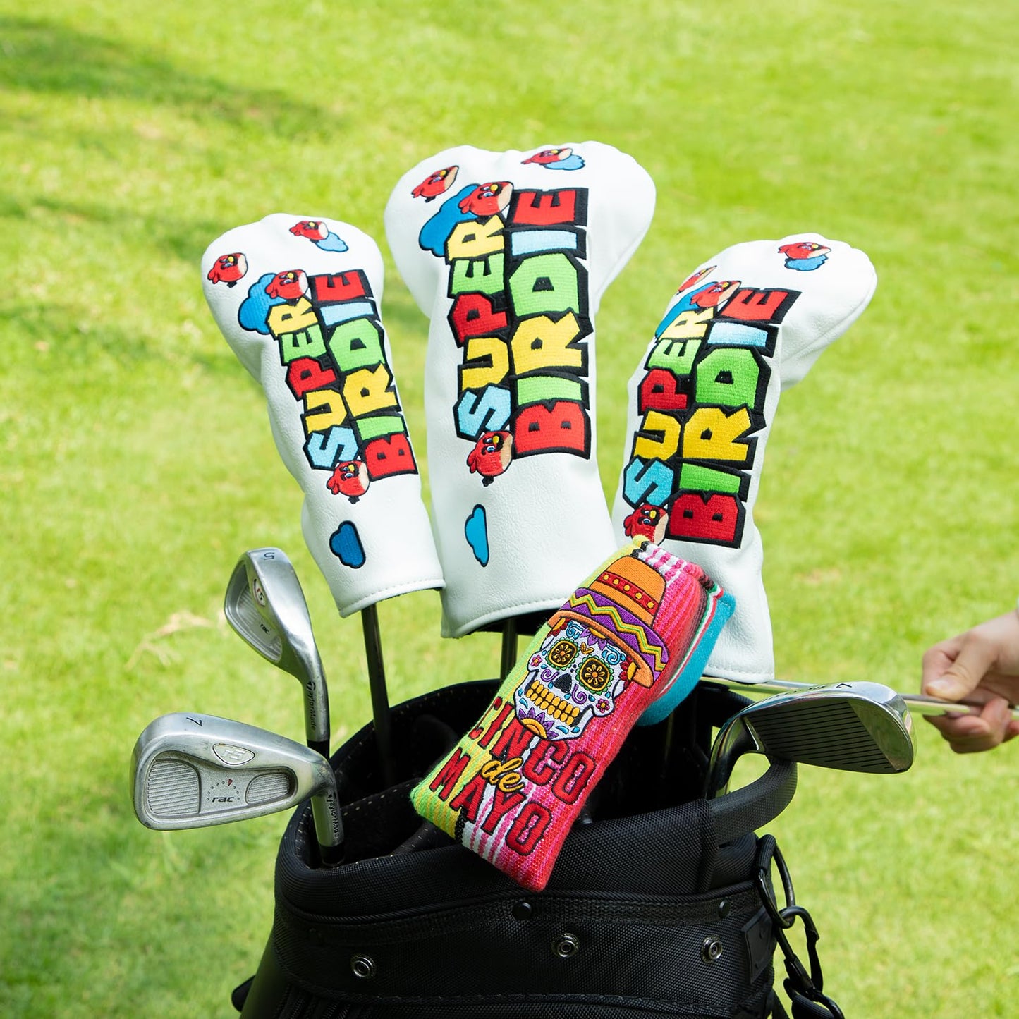 Golf Blade Putter Cover, Golf Blade Covers with Strong Magnetic Closure, Colorful Skull Design Putter Head Cover Durable Canvas Material Blade Putter Headcover