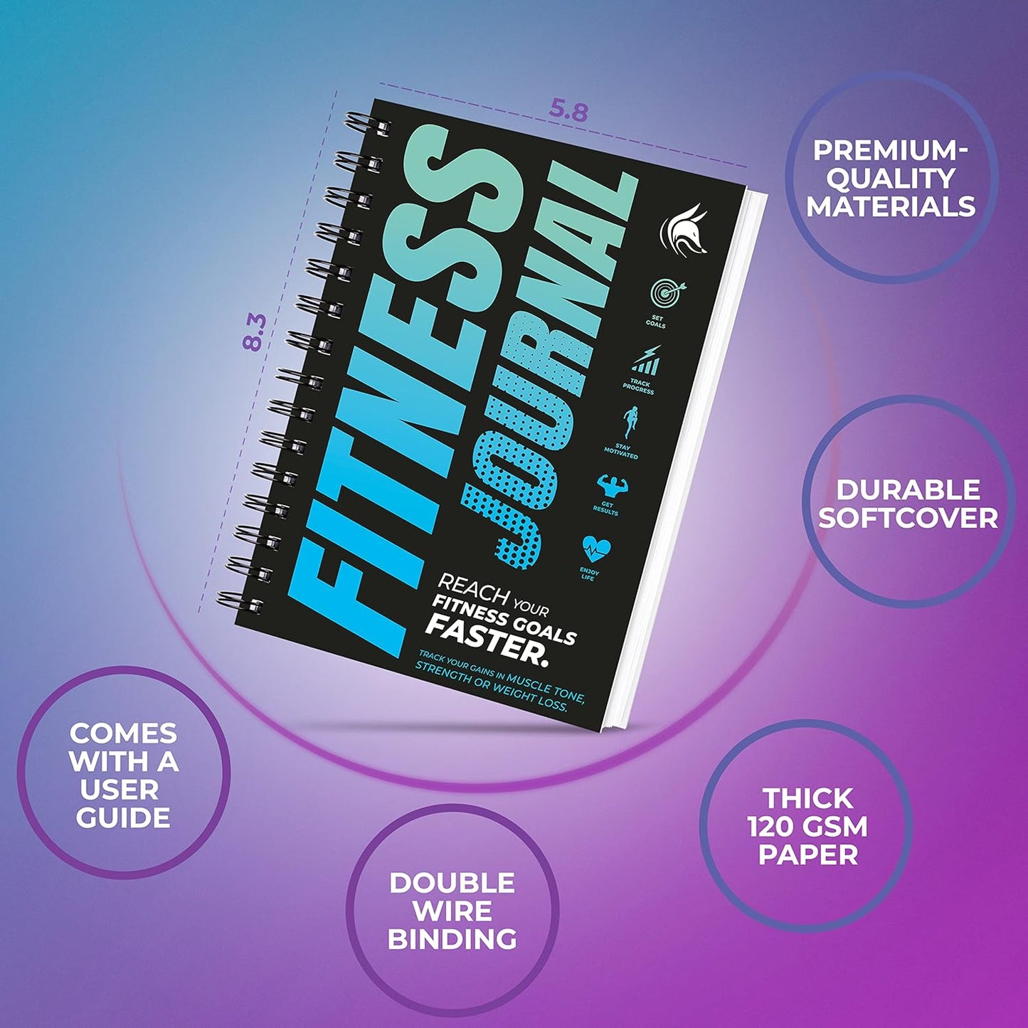 Clever Fox Fitness Journal - Daily Workout Log Book for Men & Women | A5 Size, Ocean Blue, Spiral-Bound