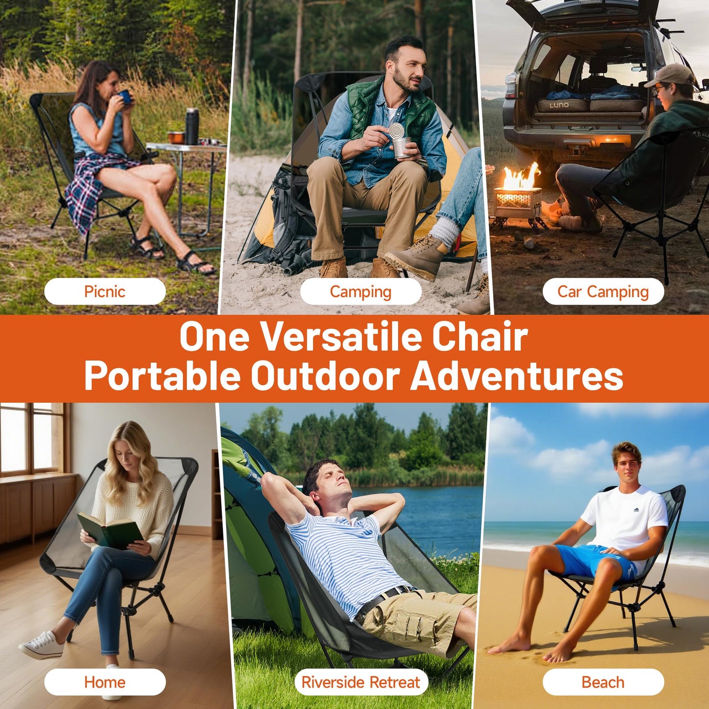 喜马拉雅 Himalaya Ultralight Beach Chair, 2 Heights Lightweight Camping Chair, Folding Mesh Backpacking Chairs, Portable Compact Camp Chairs for Hiking Picnic Lawn Festival Outdoor